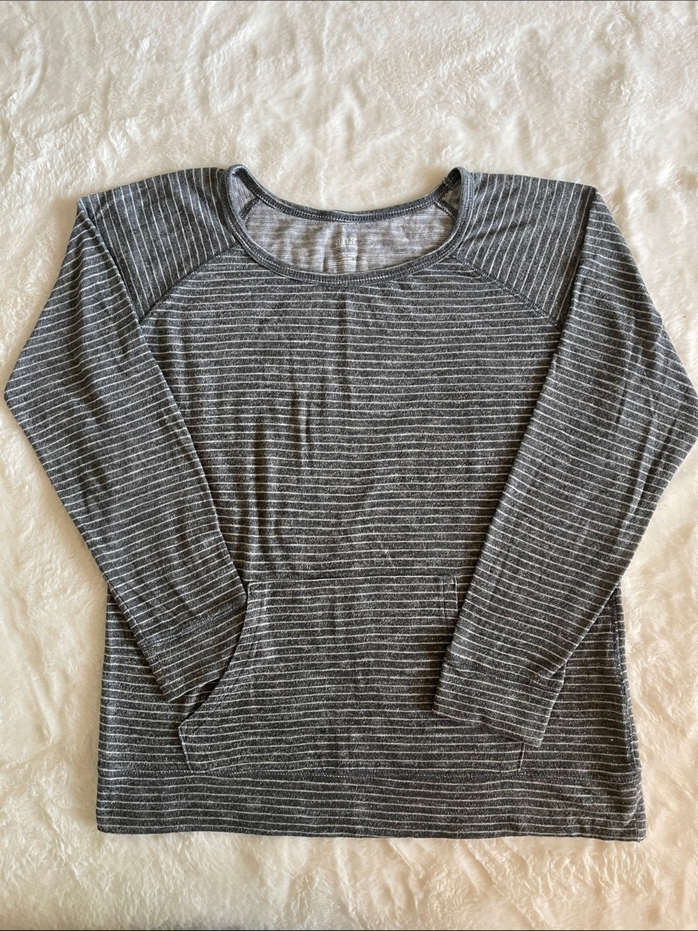 ANA Women's Gray Striped Long-Sleeve Top